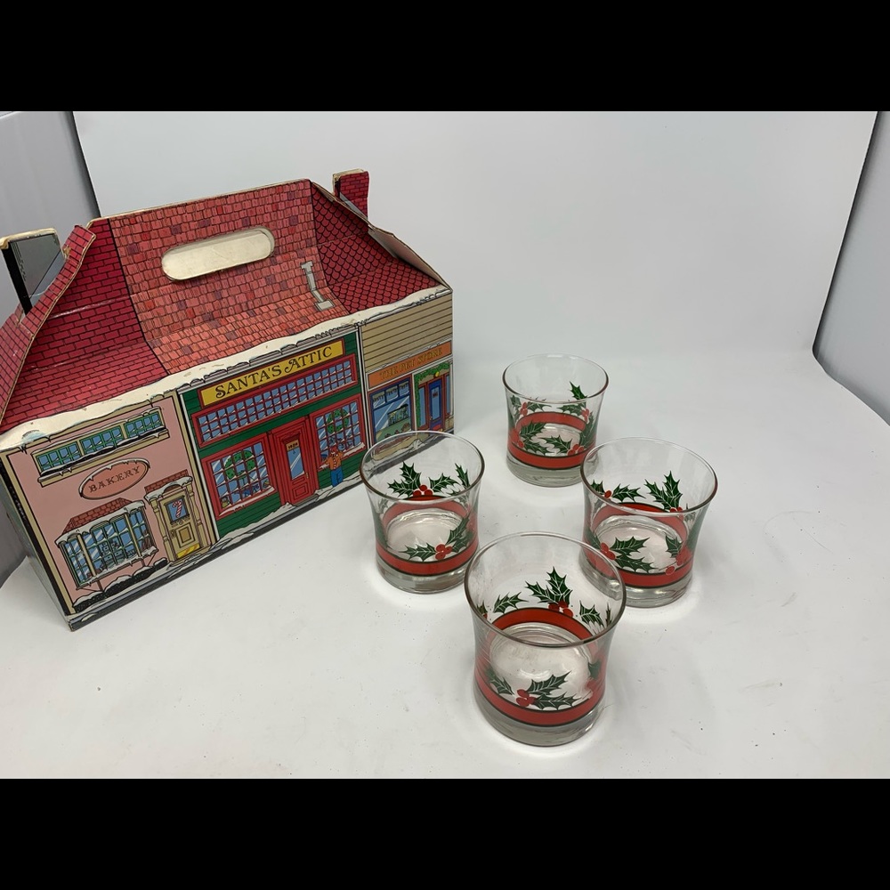 Mervyns 1989 Libby Christmas rocks cocktail glasses set of 4